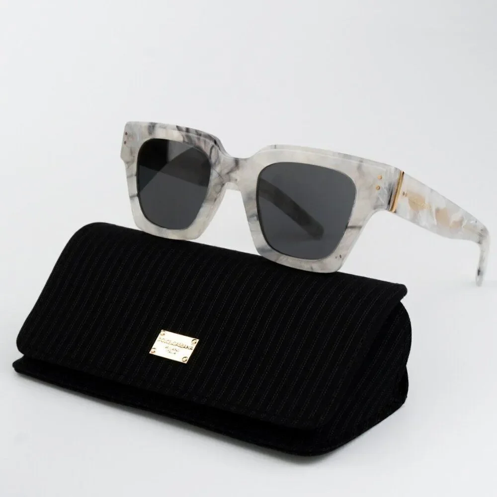 NEW D&G DG4413 342887 Grey Marble Grey Square Unisex Sunglasses